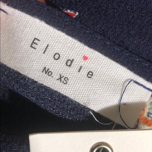 Elodie Blue Perfume Lipstick Print Ruffled Blouse - Picture 6 of 6